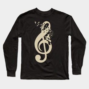 Treble Clef - Music Banjo - Vintage Long Sleeve T-Shirt